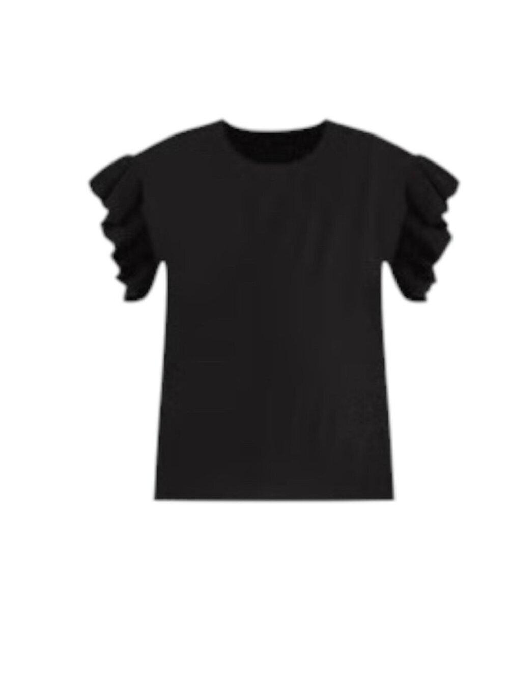 Eloquii Women's Black Ruffle Sleeve Tee Top Size 18/20 Cotton Blend Stretch NWT - Picture 4 of 10